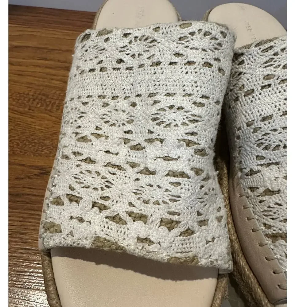 Free People Santorini Espadrille Platform Sandals Cream Size 7.5 Boho Chic
